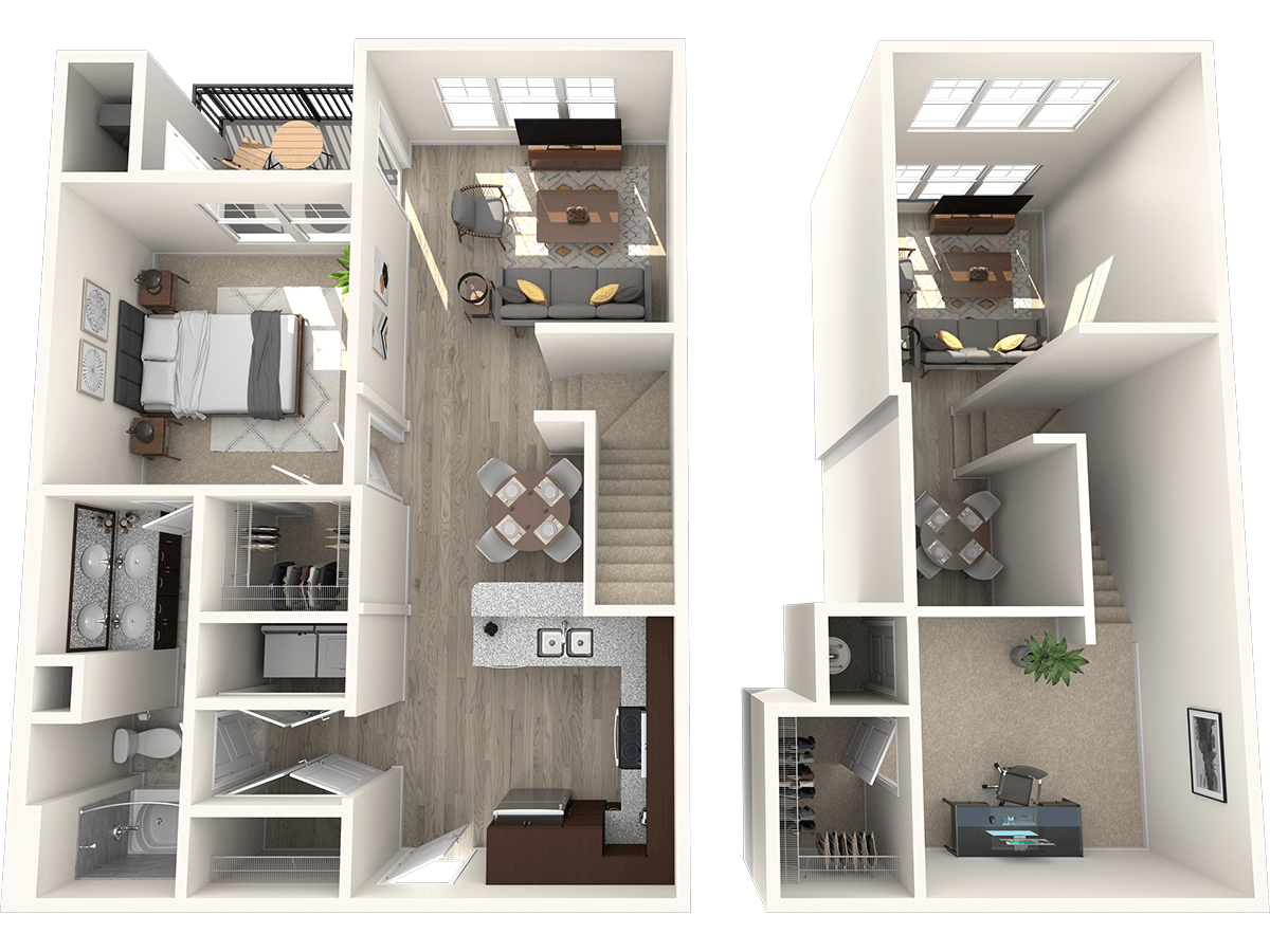 Floor plan for 1 bed, 1 bath, 922 sqft